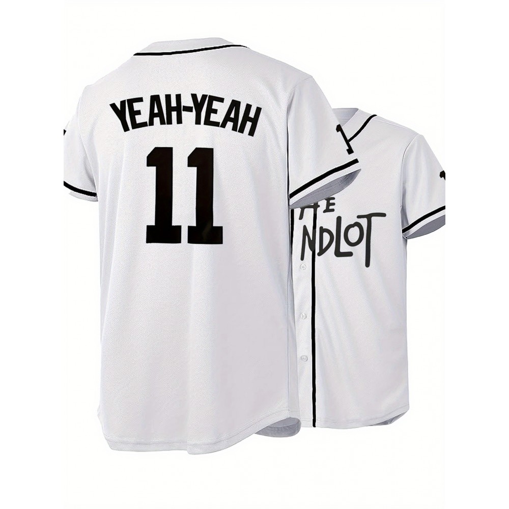 Men's White #11 Baseball Jersey with 