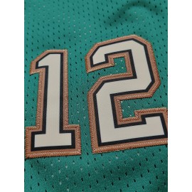 Men'S #12 Letter Embroidery Fashion Stretch Sports Shorts, Breathable Quick Drying - Ideal For Basketball, Running, Tennis, Golf, Beach, Outdoor Activities