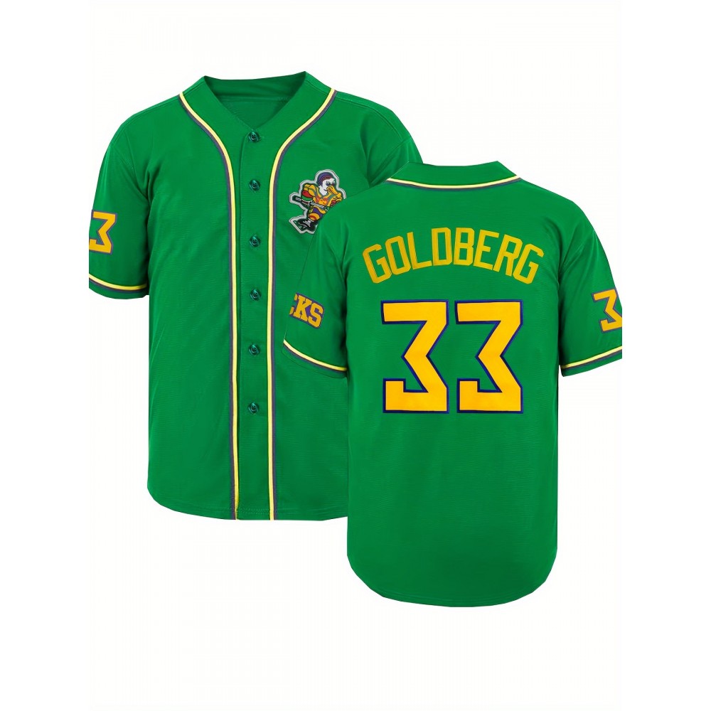 Classic Letter & Number 33 Embroidered Design, Men'S Breathable Baseball Jersey, Short Sleeve Shirt For Training And Competition Classic Letter & Number 33 Embroidered Design, Men'S Breathable Baseball Jersey, Short Sleeve Shirt For Training And Competition