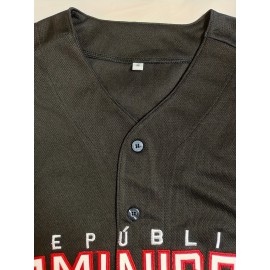 Men'S #22 Black Baseball Jersey - Retro Design with Bold Dominican Lettering, Breathable Short Sleeve T-Shirt for Training & Competition, Casual Summer Wear, All-Season Comfort, Everyday Baseball | Retro Style Shirt | Comfortable Fi