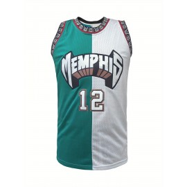 Men'S #12 Green & White Color Block Basketball Jersey - Breathable Sleeveless Design with 