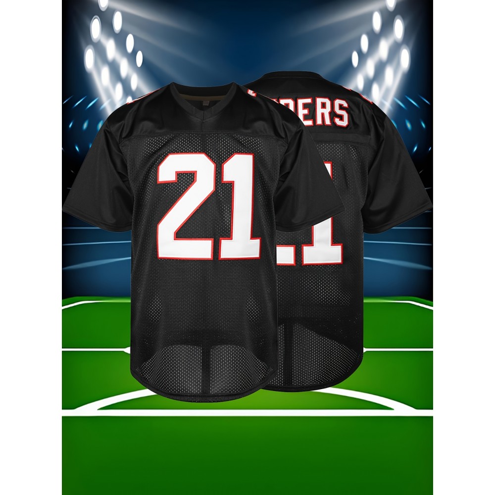 Men'S American Football Sweatshirt # 21 Black Sweatshirt Suitable For Training Competitions Team Sports S-XXXL