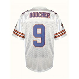 Men's White # 9 Embroidered Rugby Jersey, Activity Breathable V-neck Short Sleeved Uniform American Football Shirt, Used For Training Matches, Festivals, Parties, Outdoor Sports