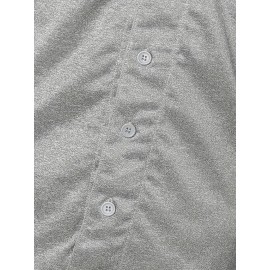 Men's Baseball Jacket #21 Grey Embroidered Saratoga & Pine Mountain Design - Loose Fit Stretch Polyester V-Neck Button-Up for Casual, Sports & Outdoor Activities (S-3XL)