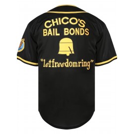 Men's #3 Black Baseball Jersey with Yellow & White Stripes - 