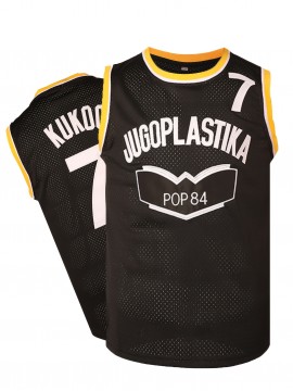 JUGOPlastika Men's #7 Basketball Jersey - Black with Yellow Accents, 100% Polyester Loose Fit Sportswear, Logo & Number, All-Season Machine Washable for Training, Games, Casual & Holiday Wear, Basketball Accessories