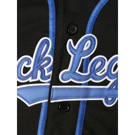 Men's #42 Black Loose Fit Baseball Jersey - V-Neck Button-Up Shirt with Pinstripe Design for Training, Sports & Casual Wear (Sizes S-3XL)