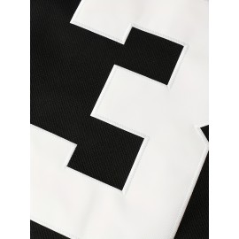 Men'S #3 Embroidery Ice Hockey Jersey, Vintage Stripe V Neck Long Sleeve Uniform Hockey Shirt For Training Competition Festival Party Gift