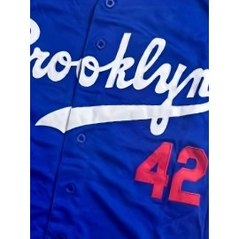 Men's Casual # 42 Blue Baseball Shirt V-neck Button Loose Fit Machine Washable Suitable for Training Team Sports And Daily Wear Size S-3XL