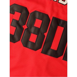 Cleveland #38 Embroidered Baseball Jersey - Red V-Neck Button-Up Shirt, Polyester, Sizes S-3XL, Loose Fit for Sports, Casual & Outdoor Activities