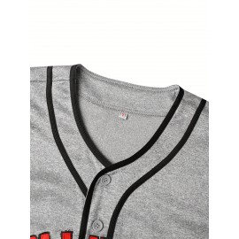 Men'S Baseball Jersey, Sports Training Jersey, Gray Breathable And Comfortable Shirt S-3XL