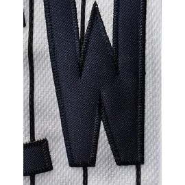 Men'S White Striped Baseball Shirt with Classic Letter Embroidery Design, Breathable Button Style Short Sleeved Shirt, Suitable for Training And Competition