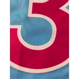 Men'S #3 Blue Baseball Jersey, Classic Retro Letter Embroidery Design Breathable Short Sleeve T-Shirt For Training Competition