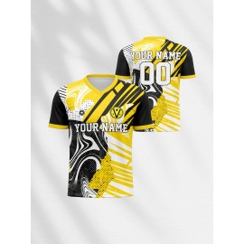 [Custom Football] Customizable V-Neck Children's Football Shirt | Comfortable Fit Sports Leisure Outdoor Running Tops with Name and Number