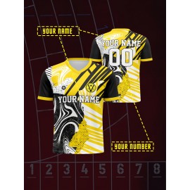 [Custom Football] Customizable V-Neck Children's Football Shirt | Comfortable Fit Sports Leisure Outdoor Running Tops with Name and Number