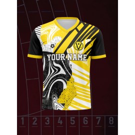 [Custom Football] Customizable V-Neck Children's Football Shirt | Comfortable Fit Sports Leisure Outdoor Running Tops with Name and Number