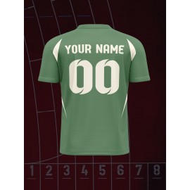 1pc Customizable V-Neck Soccer Jersey for Kids - 100% Polyester Knit Fabric, All-Over Print, Personalized Name & Number, Regular Fit for Boys & Girls, Ideal for Sports, Casual Wear & Outdoor Activities - Spring/Summer/Fall Collection