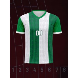 Customizable Kids Soccer Jersey, V-Neck Polyester Football Top with Personalized Name & Number, Medium Stretch, All-Season Sports Shirt for Boys & Girls, Casual Training & Outdoor Wear