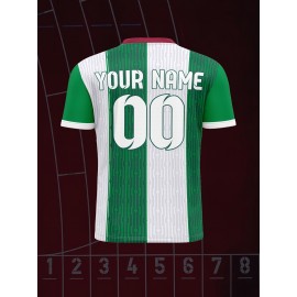 Customizable Kids Soccer Jersey, V-Neck Polyester Football Top with Personalized Name & Number, Medium Stretch, All-Season Sports Shirt for Boys & Girls, Casual Training & Outdoor Wear
