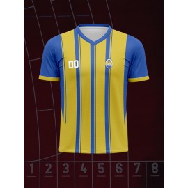 Customizable Kids Soccer Jersey with Name and Number, Polyester V-Neck Sports Shirt, Medium Stretch Knit Fabric, All-Over Print, Regular Fit, with for Boys, Girls, and Youth, for Casual, Running, Training, and Everyday Wear, Spring/Summer/Fall