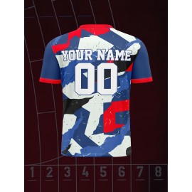 1pc Customizable Soccer Jersey for Kids - V-Neck, All-Season Polyester Sports Shirt with Personalized Name & Number, Medium Stretch Knit Fabric, Ideal for Training, Casual & Outdoor Activities - Unisex Design for Boys & Girls