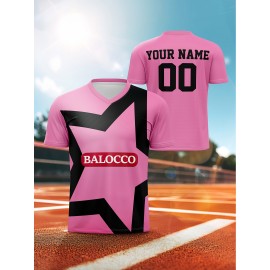 Customizable Youngsters' Soccer Jersey - Pink and Black V-Neck Sports Top with Personalized Name & Number, Comfortable Polyester, Ideal for Outdoor Activities & Training, Custom Sports Top|Vneck Jersey|Comfortable Fit