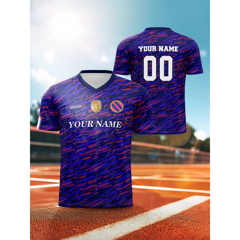 Customizable Soccer Jersey for Kids, V-Neck, Breathable Polyester, Full-Print, Spring/Summer/Autumn, Regular Fit, for Boys & Girls, Sports & Casual Outdoor Activities, Training, Football, Beach, Birthday Customizable Soccer Jersey for Kids, V-Neck, Breathable Polyester, Full-Print, Spring/Summer/Autumn, Regular Fit, for Boys & Girls, Sports & Casual Outdoor Activities, Training, Football, Beach, Birthday