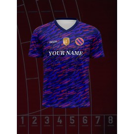 Customizable Soccer Jersey for Kids, V-Neck, Breathable Polyester, Full-Print, Spring/Summer/Autumn, Regular Fit, for Boys & Girls, Sports & Casual Outdoor Activities, Training, Football, Beach, Birthday