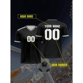 [Custom Football Shirt] 2024 Comfortable V-neck Children's Football Shirt Tops | Custom Name and Number, Sports Leisure Outdoor Running