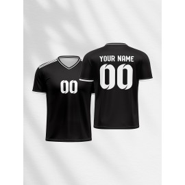 [Custom Football Shirt] 2024 Comfortable V-neck Children's Football Shirt Tops | Custom Name and Number, Sports Leisure Outdoor Running