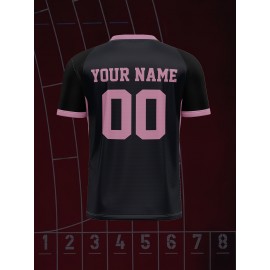[1pc Customizable Soccer Jersey] 1pc Customizable Soccer Jersey for Kids | Personalized V-Neck Football Shirt with Name & Number, Polyester Knit Fabric, All-Season Sports & Casual Wear