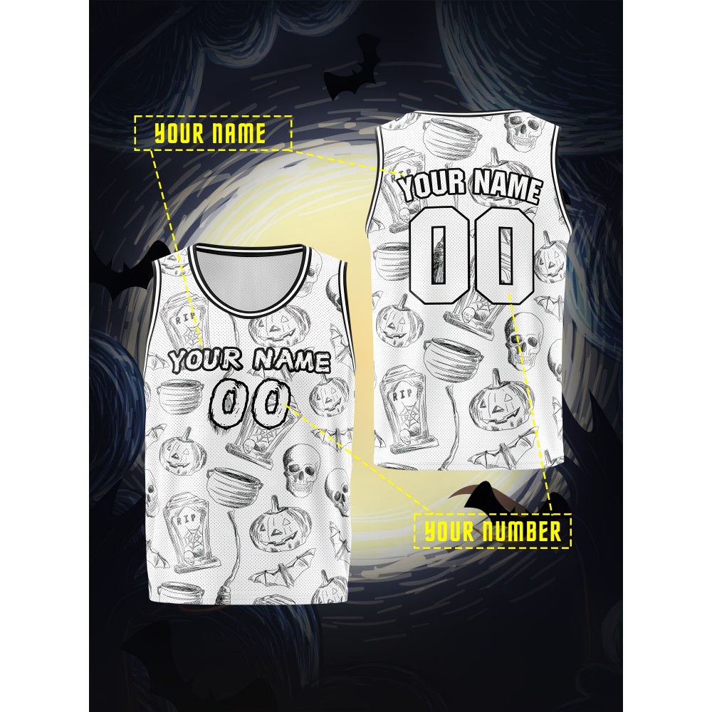 1pc Customizable Kids Sports Tank Top with Name and Number, Halloween Themed Basketball Jersey, Breathable Polyester Knit Fabric, Casual & Athletic Vest, with Unisex Youth Athletic Wear for Running, Training, Outdoor Activities 1pc Customizable Kids Sports Tank Top with Name and Number, Halloween Themed Basketball Jersey, Breathable Polyester Knit Fabric, Casual & Athletic Vest, with Unisex Youth Athletic Wear for Running, Training, Outdoor Activities