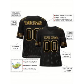 Customizable Football Jersey - Personalized Team & Number, V-Neck, Short Sleeve, Breathable Fabric for Outdoor Sports & Casual Wear, Custom Football Jersey, Summer Sports Apparel, Sporty Design, Comfortable Fit