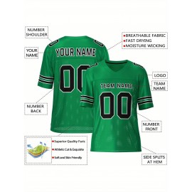 Customizable Football Jersey - Personalized Team & Number, V-Neck, Short Sleeve, Breathable Fabric for Outdoor Sports & Casual Wear, Custom Football Jersey, Summer Sports Apparel, Sporty Design, Comfortable Fit