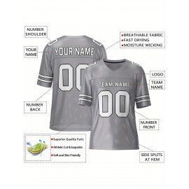 Customizable Football Jersey - Personalized Team & Number, V-Neck, Short Sleeve, Breathable Fabric for Outdoor Sports & Casual Wear, Custom Football Jersey, Summer Sports Apparel, Sporty Design, Comfortable Fit