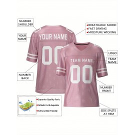 Customizable Football Jersey - Personalized Team & Number, V-Neck, Short Sleeve, Breathable Fabric for Outdoor Sports & Casual Wear, Custom Football Jersey, Summer Sports Apparel, Sporty Design, Comfortable Fit