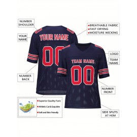 Customizable Football Jersey - Personalized Team & Number, V-Neck, Short Sleeve, Breathable Fabric for Outdoor Sports & Casual Wear, Custom Football Jersey, Summer Sports Apparel, Sporty Design, Comfortable Fit