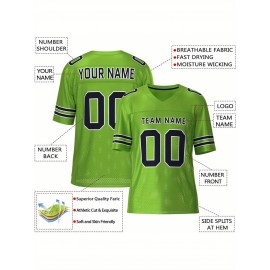 Customizable Football Jersey - Personalized Team & Number, V-Neck, Short Sleeve, Breathable Fabric for Outdoor Sports & Casual Wear, Custom Football Jersey, Summer Sports Apparel, Sporty Design, Comfortable Fit