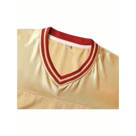 Customizable Football Jersey - Personalized Team & Number, V-Neck Short Sleeve, Breathable Fabric, Perfect for Sports & Casual Wear, Summer Sports Apparel, Sporty Clothing, Comfortable Fit