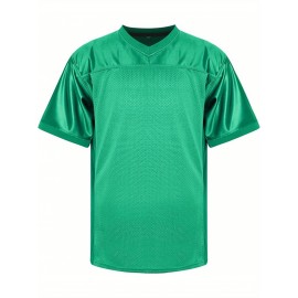 Customizable Football Jersey - Personalized Team & Number, V-Neck Short Sleeve, Breathable Fabric, Perfect for Sports & Casual Wear, Summer Sports Apparel, Sporty Clothing, Comfortable Fit