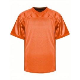 Customizable Football Jersey - Personalized Team & Number, V-Neck Short Sleeve, Breathable Fabric, Perfect for Sports & Casual Wear, Summer Sports Apparel, Sporty Clothing, Comfortable Fit