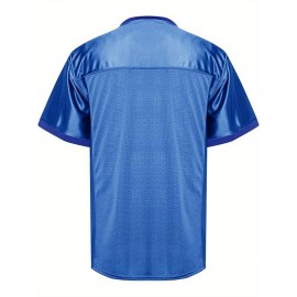 Customizable Football Jersey - Personalized Team & Number, V-Neck Short Sleeve, Breathable Fabric, Perfect for Sports & Casual Wear, Summer Sports Apparel, Sporty Clothing, Comfortable Fit