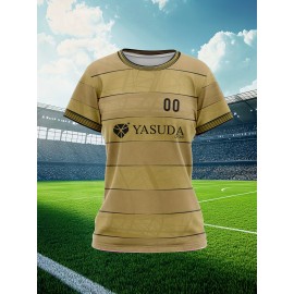 Customizable Women'S Soccer Jersey - Personalized Team & Number, Breathable Quick-Dry Athletic Shirt for Training, Fitness, and Casual Wear, Blue & White Striped Design with YASUDA Logo, Soccer Accessories, PLUS SIZE