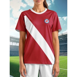Women's Custom Soccer Jersey Personalized Name & Number - Two-Tone Red/White Athletic top - Non-Stretch Fabric for Soccer, Baseball, Gym - Custom Sports Apparel Gift for Female Players, Outdoor Sports Attire, Vibrant Stripe Design, Durable Sportswear
