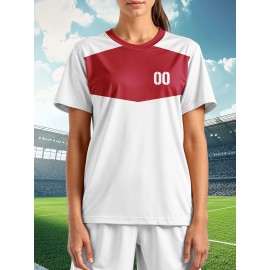 Women's Custom Soccer Jersey Personalized Name & Number - Two-Tone Red/White Athletic top - Non-Stretch Fabric for Soccer, Baseball, Gym - Custom Sports Apparel Gift for Female Players, Outdoor Sports Attire, Vibrant Stripe Design, Durable Sportswear