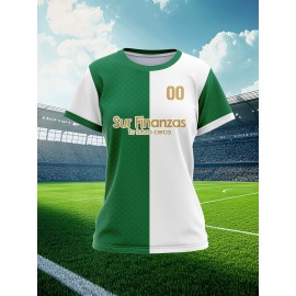 Custom Soccer Jersey Personalized with Name & Number - Green & White Striped Football Shirt, Non-Stretch Fabric for Soccer, Baseball, Gym, Team Uniforms - Custom Sports Apparel for Players & Fans, Outdoor Sports Gear, Striped Design, Summer Sportswear