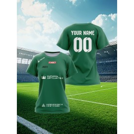 Customized large-sized football jerseys for women, personalized names and numbers, comfortable fit, soft fabric for outdoor sports