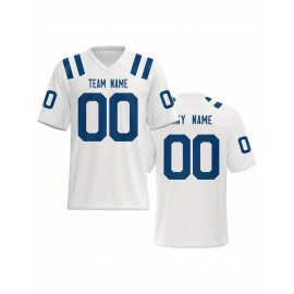 Women's Custom Football Jersey - Personalized Soccer-like sportswear, V-Neck Non-Stretch Tee, Team & Number Customization, Dark Green & Black Color Block for Football, Soccer, Casual Sports - Plus-Size Athletic Shirt, Comfortable Fit