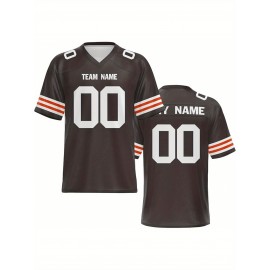 Women's Custom Football Jersey - Personalized Soccer-like sportswear, V-Neck Non-Stretch Tee, Team & Number Customization, Dark Green & Black Color Block for Football, Soccer, Casual Sports - Plus-Size Athletic Shirt, Comfortable Fit