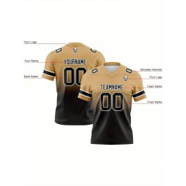 Custom Team Football jersey, Personalized Name& Number, Button-Up V-Neck Shirt, Soft Polyester for Training, Matches, and Team Activities